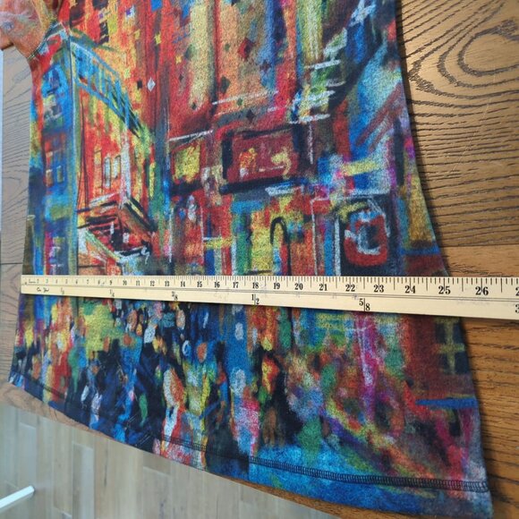 Ali Miles Multicolor Tunic Women’s size L Brushed Abstract Art Print Long Sleeve - Picture 7 of 11